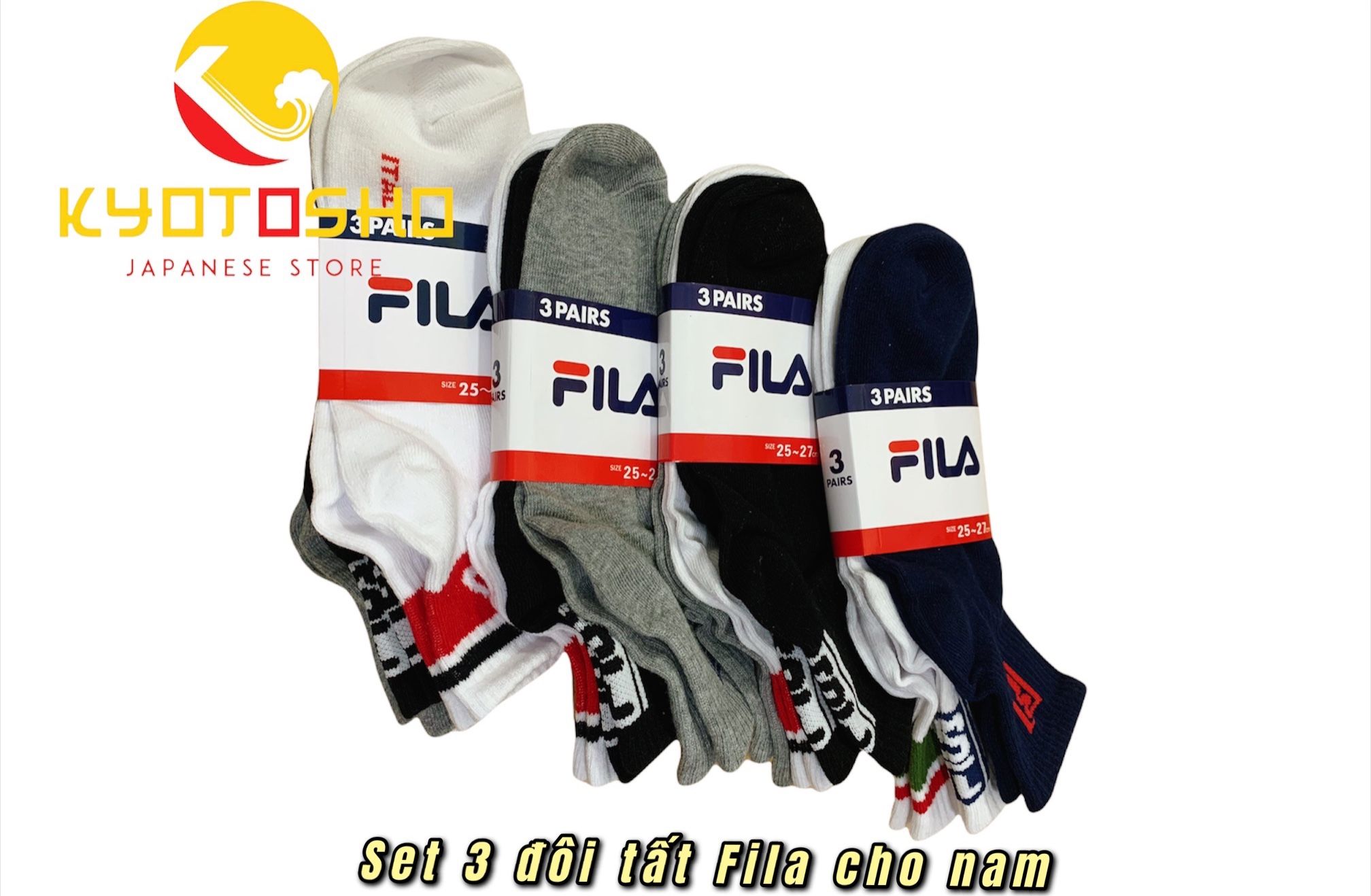 Set 3 tất nam 25_27cm FILA