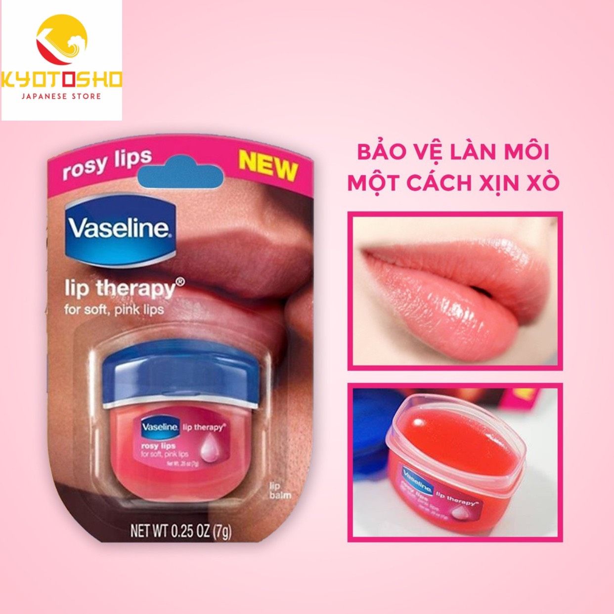 Sáp dưỡng môi mẫu mới Vaseline Rosy Lips 7g