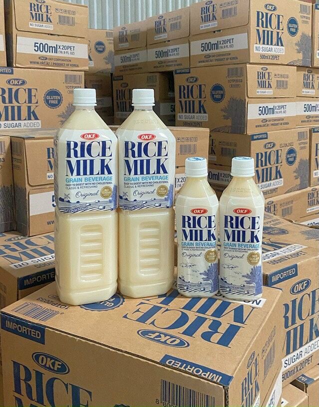 Nước sữa gạo không đường Hàn Quốc OKF RICE MILK “NO SUGAR ADDED” chai 1.5L