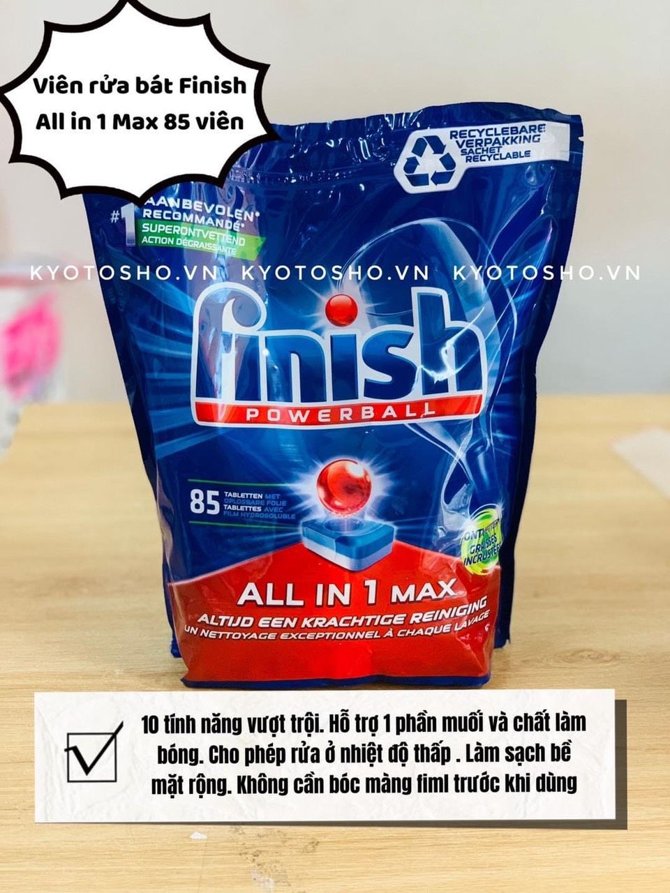 Viên rửa bát finish all in max 85v