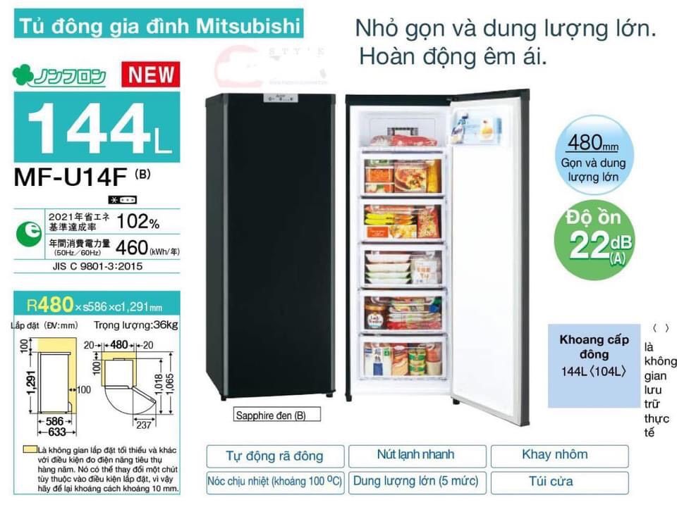 Tủ cấp đông Nhât Bản nội địa MITSUBISHI MF-U14G