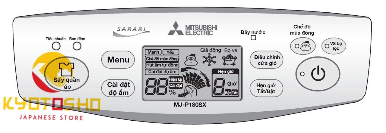 Máy hút ẩm Mitsubishi MJ-P180SX-W nội địa Nhật Bản
