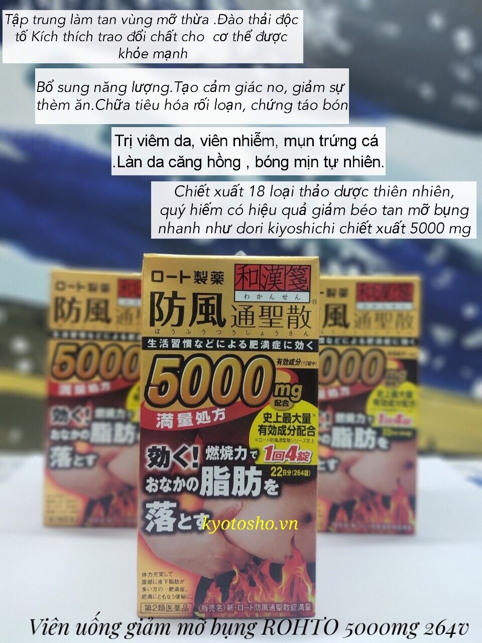 Viên uống giảm mỡ bụng ROHTO 5000mg 360v