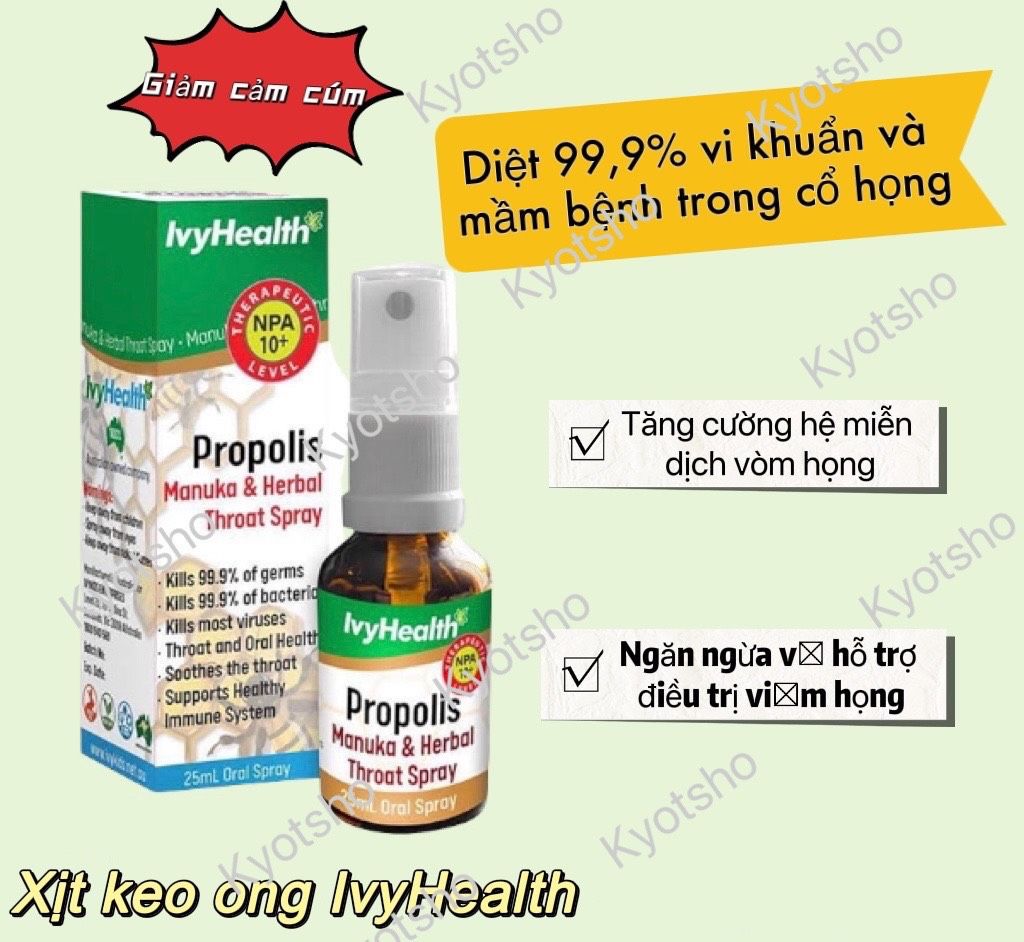 Xịt keo ong Ivy Health Propolis Manuka 25ml của Úc