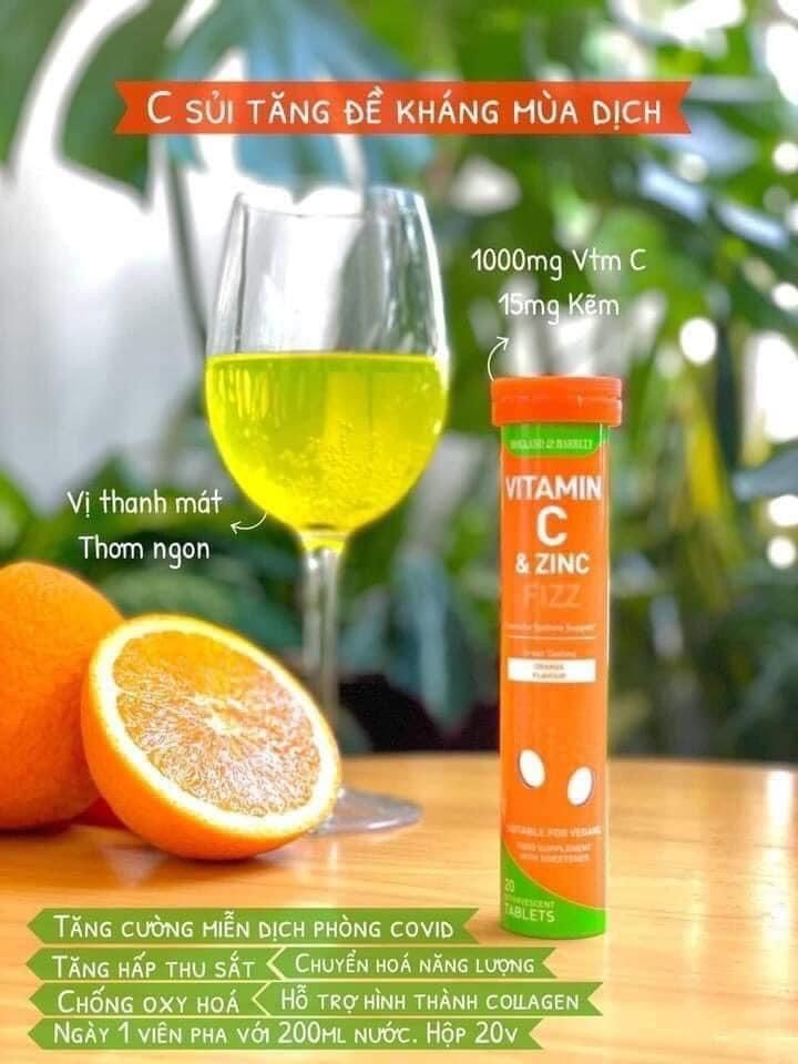 VIÊN SỦI VITAMIN C &amp; ZINC HOLLAND BARRETT 20V