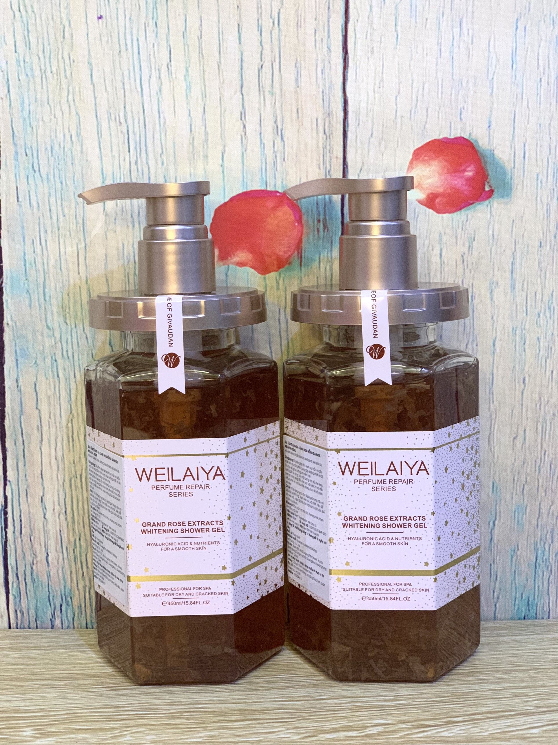Sữa tắm trắng WEILAIYA túi mật hoa hồng 450ml