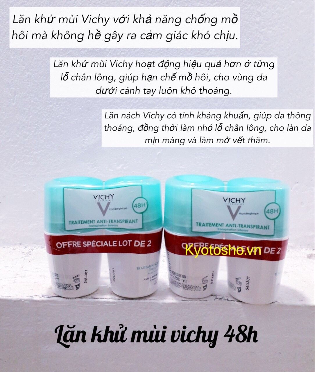 Lăn khử mùi Vichy 48h 50ml nắp xanh lá