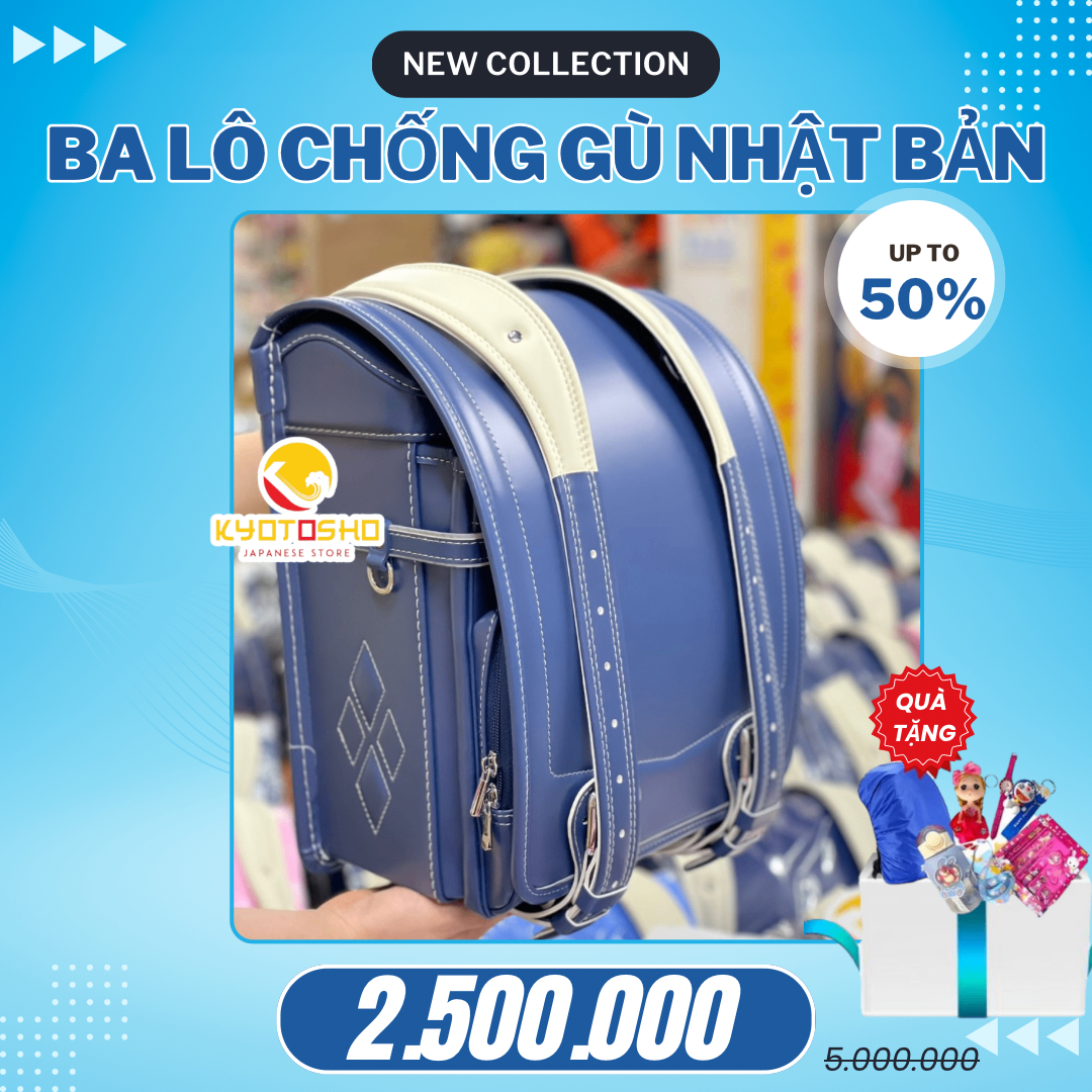 BALO Cặp chống gù lưng RANDOSERU Nhật Bản cho bé tiểu học, khoá tự động BS158651 navy quả trám