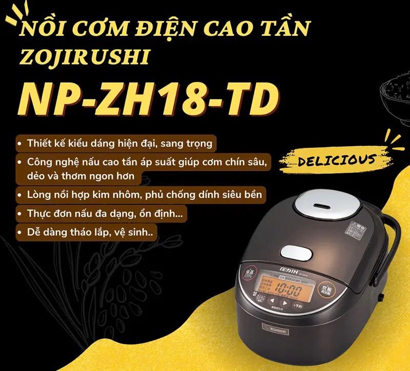 Nồi cơm điện cao tần tách đường Zojirushi NP-ZH18-TD
