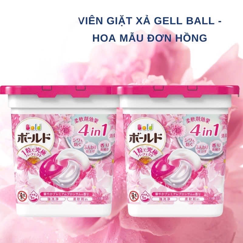 Hộp viên giặt xả Gellbold hồng 4D 11v