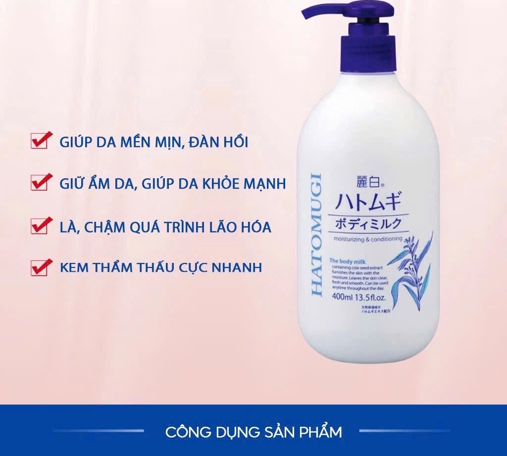 Sữa dưỡng thể hatomugi trắng da chiết xuất ý dĩ 400ml Nhật Bản