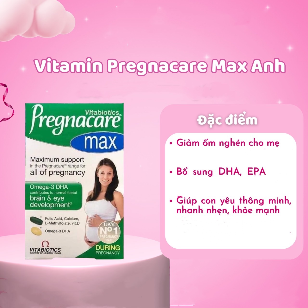 Viên uống Pregnacare bổ sung Vitamin và Omega-3 cho bà bầu 84v
