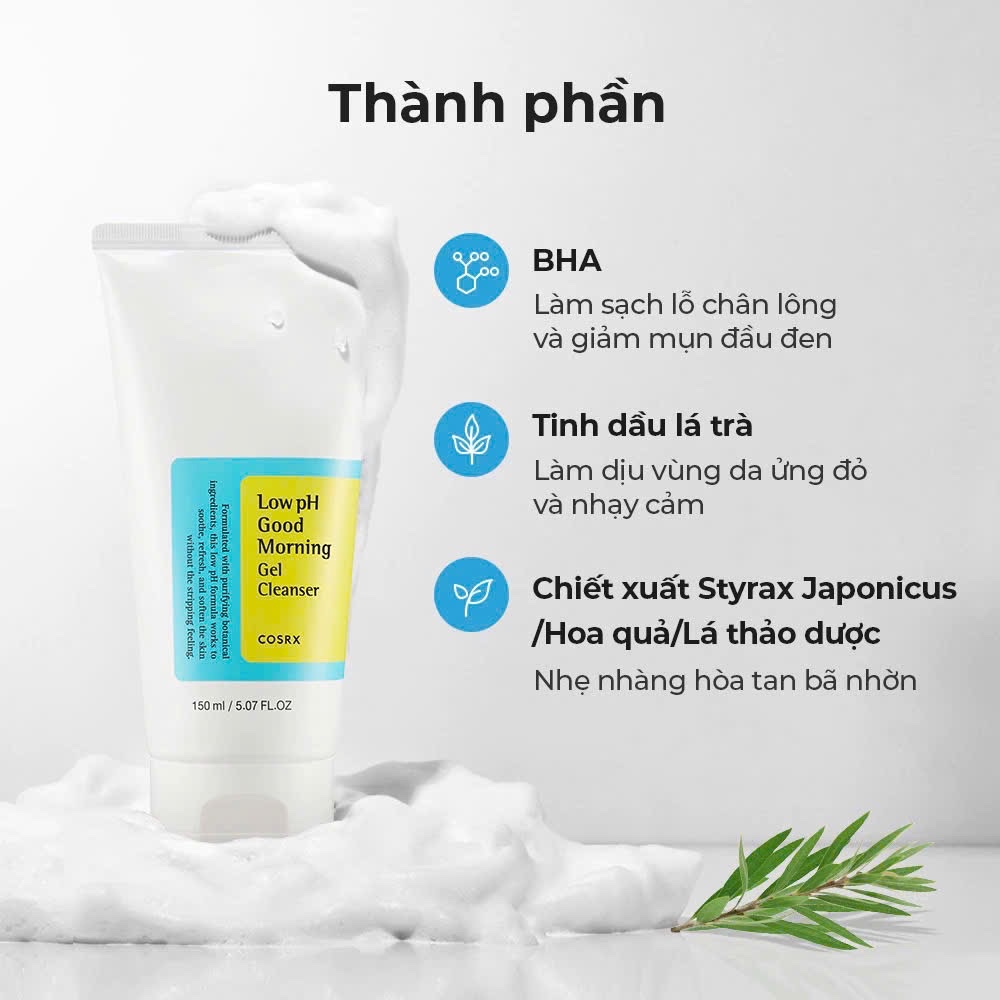 Sữa Rửa Mặt Cosrx Low PH Good Morning Gel Cleanser 150ml