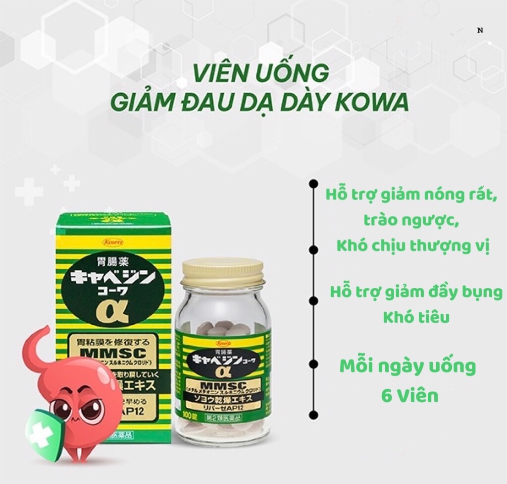 Viên uống hỗ trợ đau dạ dày MMSC KOWA 300v (T10)