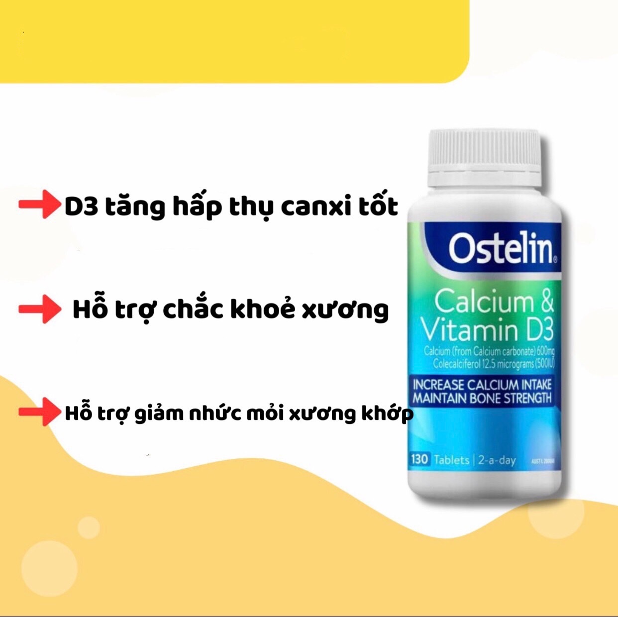 Viên uống Ostelin bổ sung Canxi và Vitamin D3 cho bà bầu 130 viên