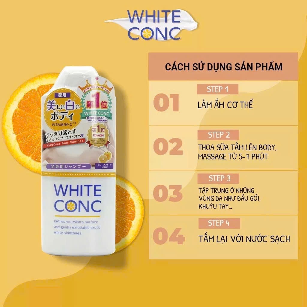 Sữa tắm trắng da White Conc Body Shampoo 600ml