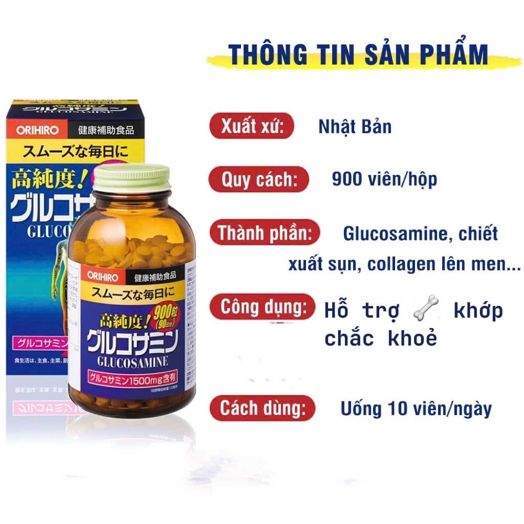 Viên Glucosamine Orihiro 1500mg 900v + 50v(20h/thùng)