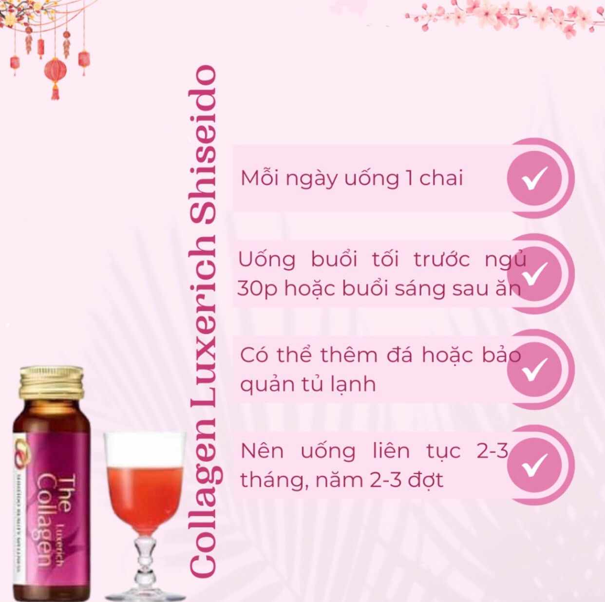 The Collagen Luxerich Shiseido dạng nước 50mlx10 (3h/thùng)