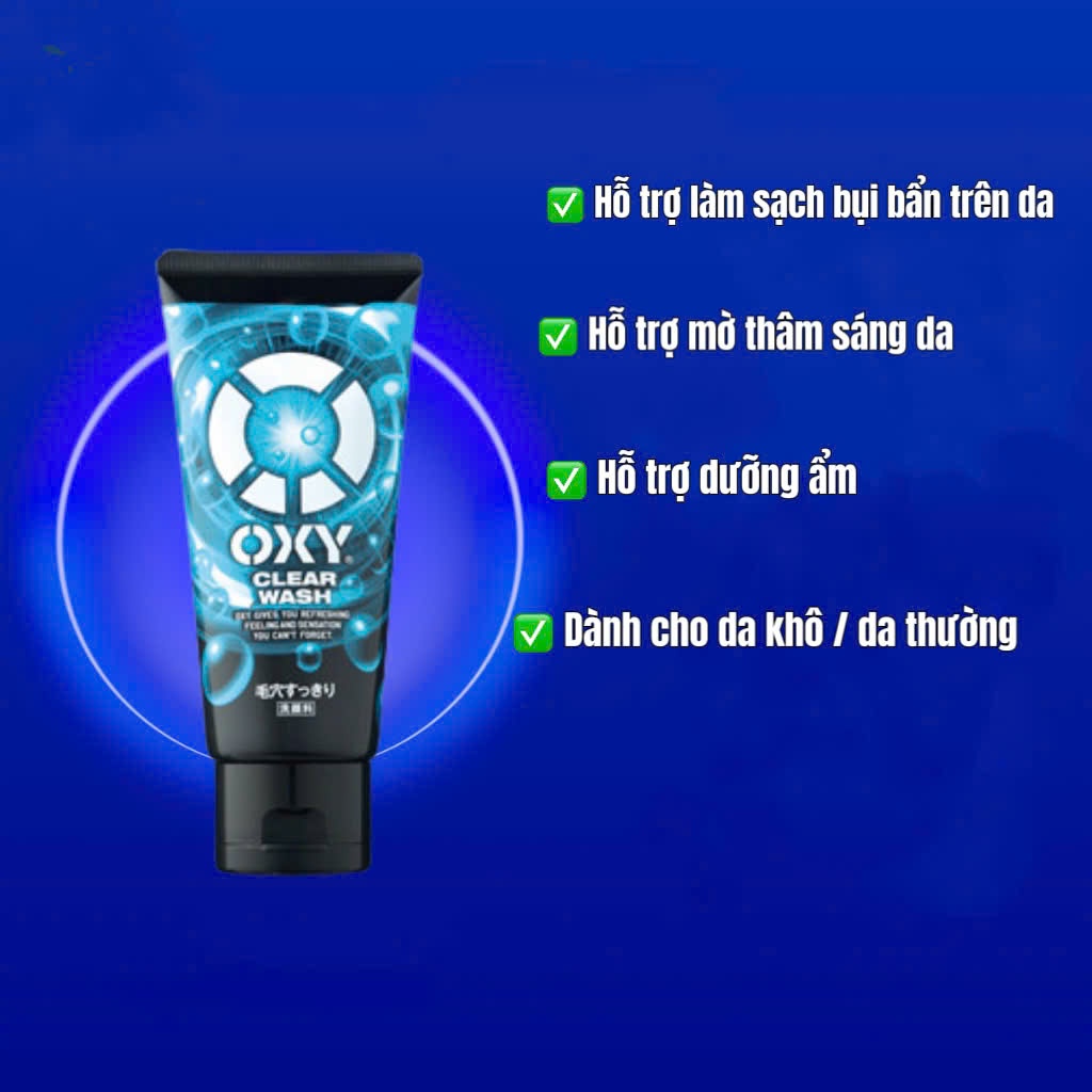 Sữa rửa mặt Oxy Clear Wash cho nam 130g xanh ngọc