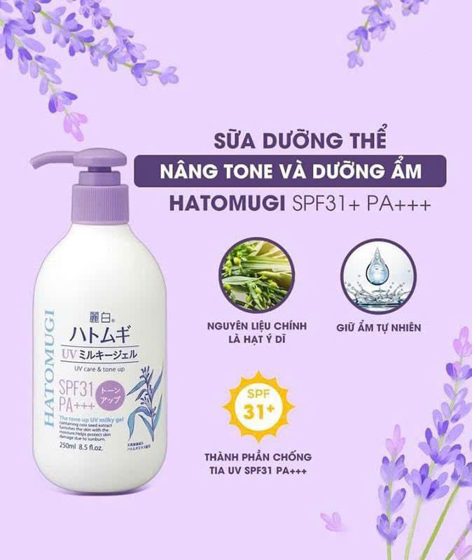 Sữa dưỡng trắng chống nắng Hatomugi  tím 250ml