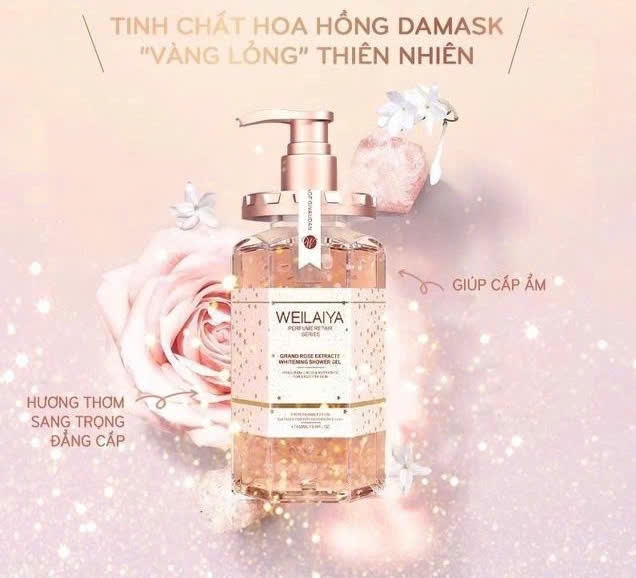 Sữa tắm trắng WEILAIYA túi mật hoa hồng 450ml