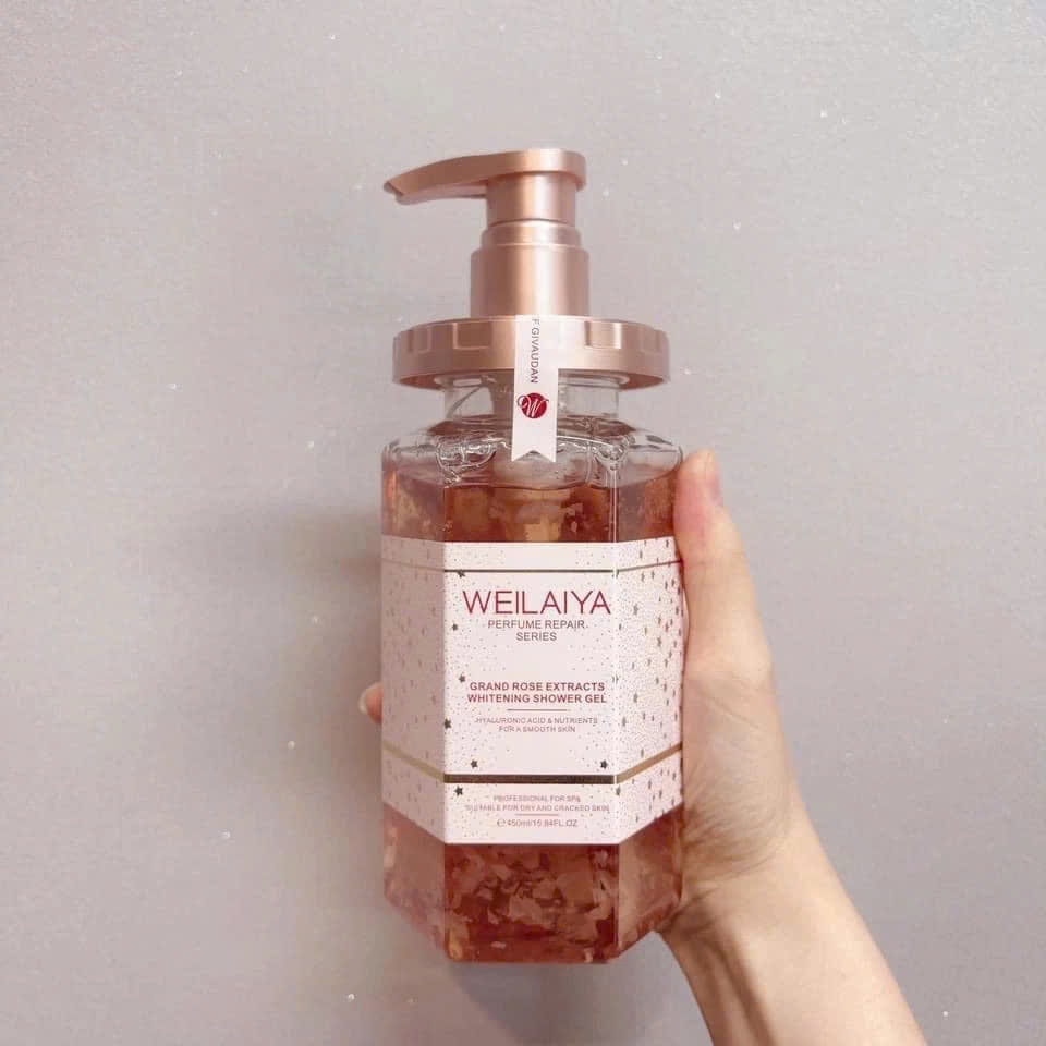Sữa tắm trắng WEILAIYA túi mật hoa hồng 450ml