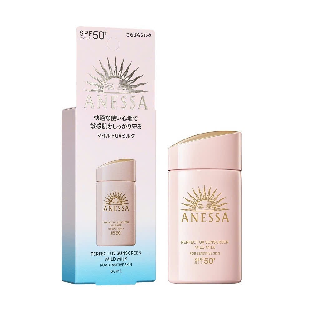 Sữa chống nắng Anessa dịu nhẹ cho da nhạy cảm SPF50+ PA++++ 60ml (hồng)