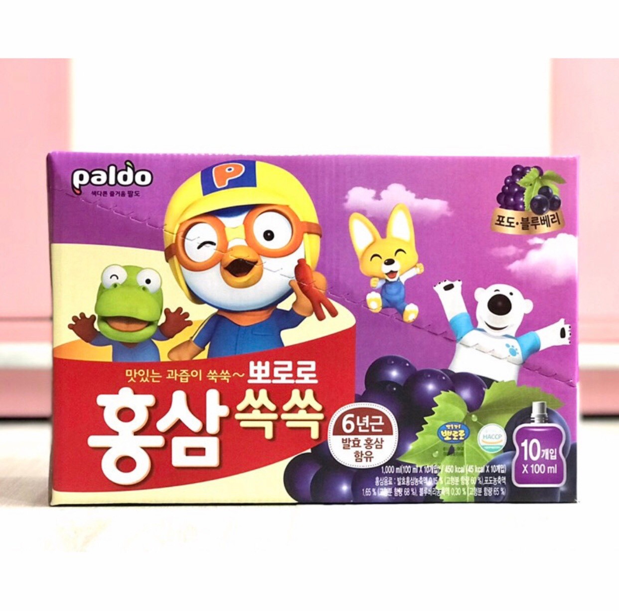 Nước Hồng Sâm Trẻ Em Paldo Pororo vị cam 100ml