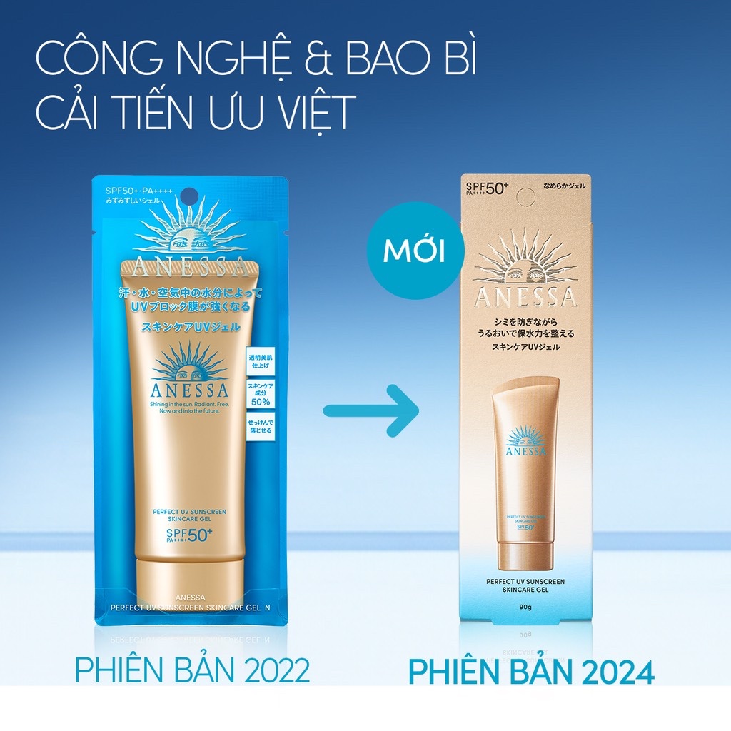 Gel chống nắng Anessa dưỡng ẩm bảo vệ hoàn hảo SPF50+ PA++++ 90g (vàng)