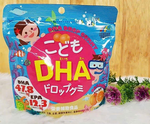 Kẹo dẻo Unimat Riken bổ sung DHA vị cam 90v