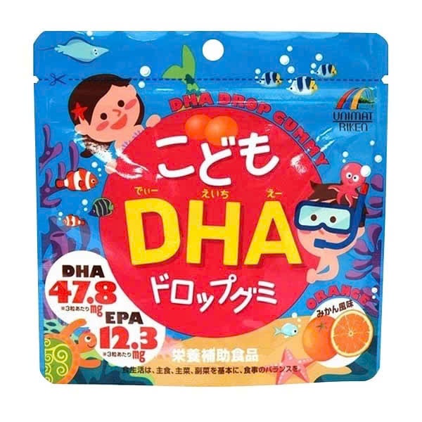 Kẹo dẻo Unimat Riken bổ sung DHA vị cam 90v