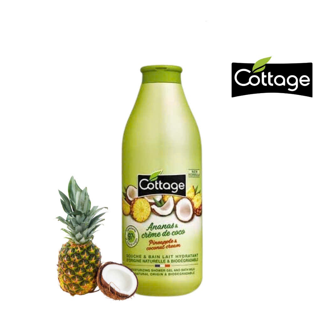 Sữa tắm tẩy tế bào chết Cottage dứa dừa  750ml xanh