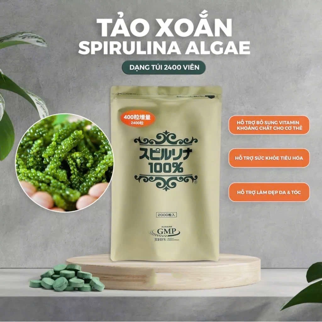 Tảo Spirulina 2400 viên dạng túi