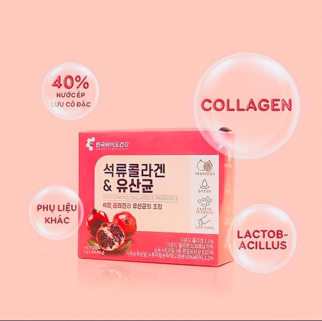 Bột Collagen Lựu Đỏ Bio Cell Pomegranate Collagen & Probiotics 60g (30 Gói) 3185