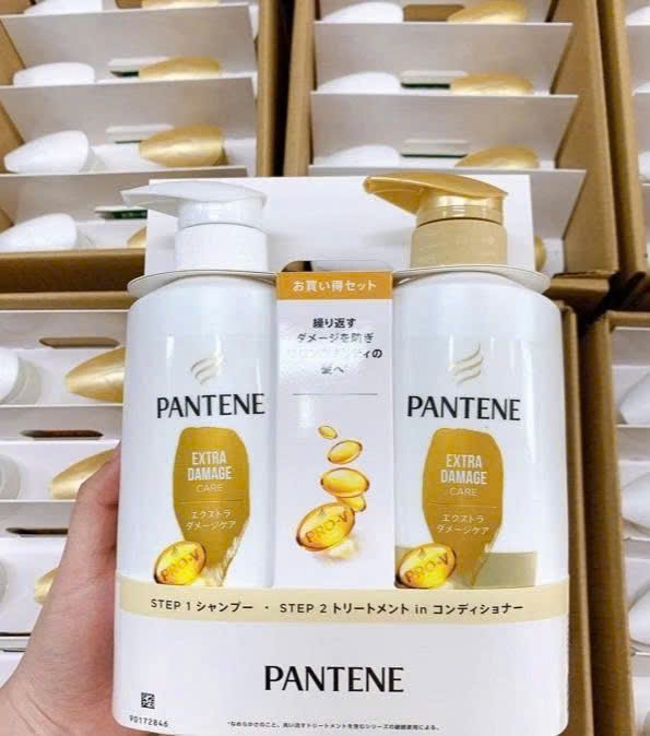 Set gội xả Pantene Extra Damage vàng cho tóc hư tổn (400ml+400g)