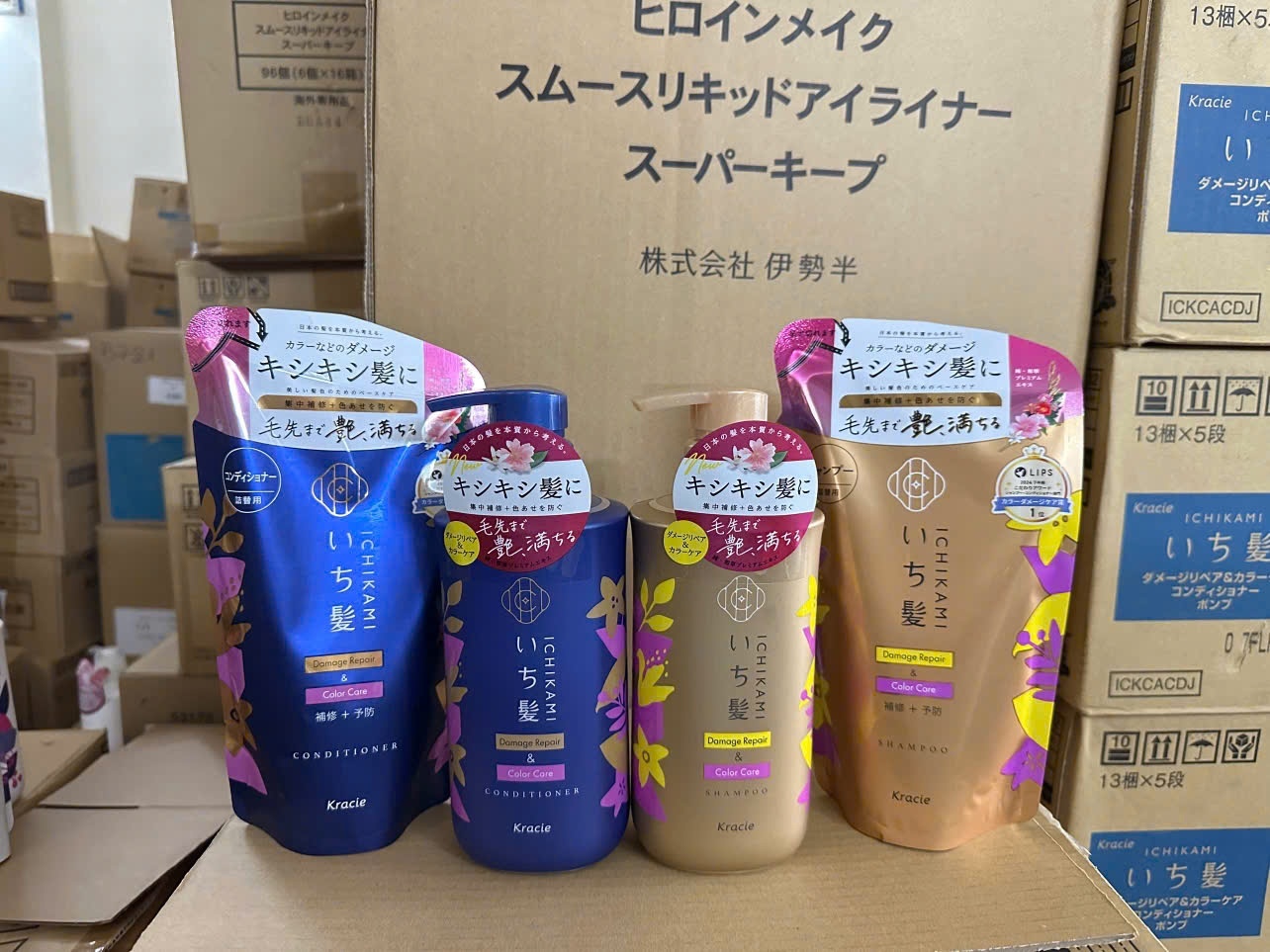 Dầu gội Ichikami vàng xanh chai 480m l+ 1 túi 480g