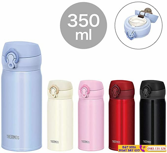 Bình giữ nhiệt Thermos 0.35L màu trắng nắp bật