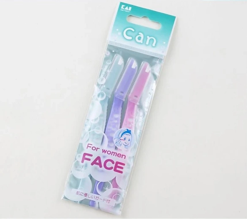 Set 3 Dao Cạo Lông Mặt Lông Mày Lưỡi Đơn Thân Nhựa Kai
