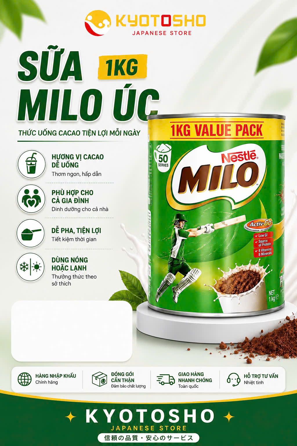 Sữa Milo Úc 1kg(8h/thùng)