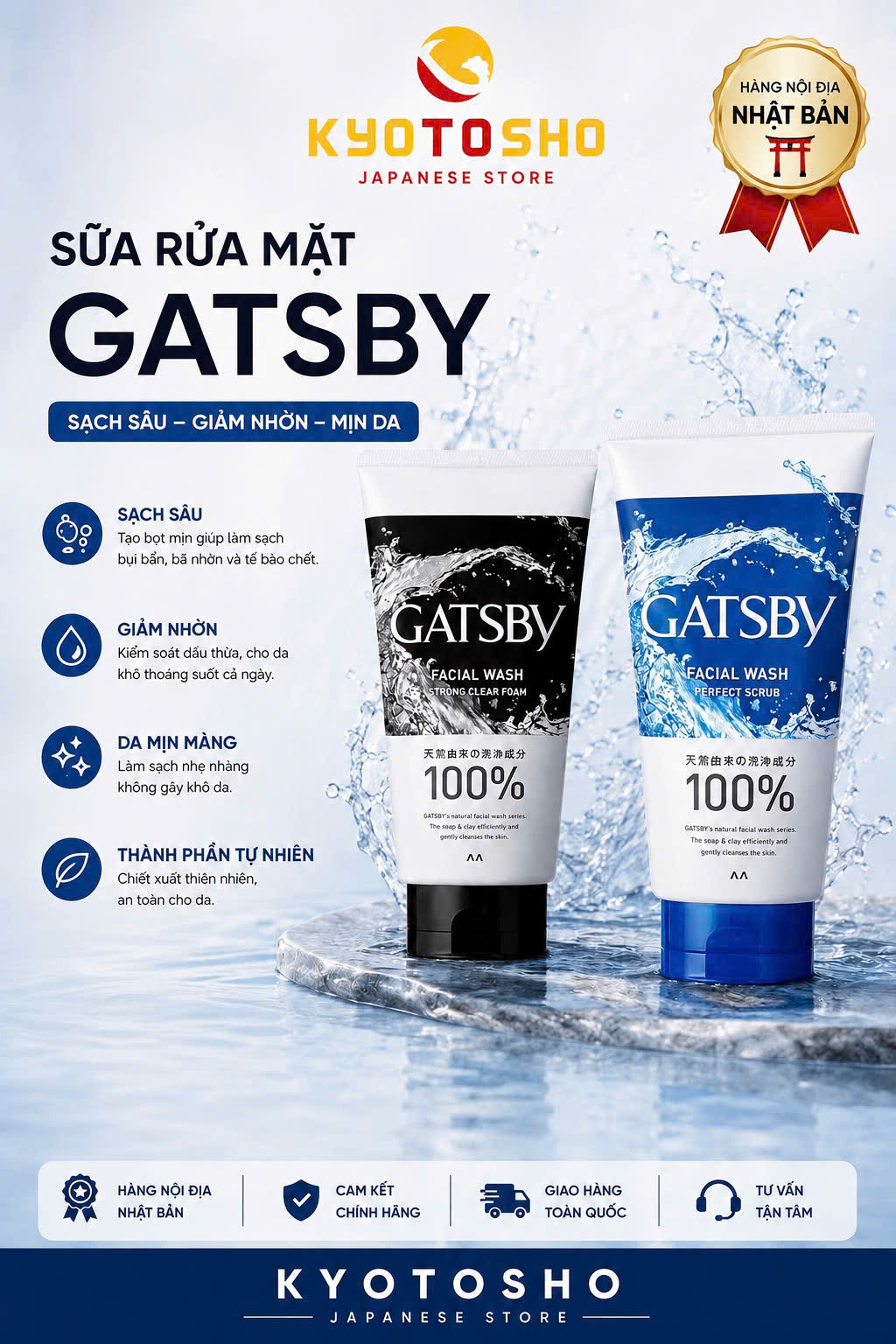 Sữa rửa mặt tẩy tế bào chết có hạt Gatsby Perfect Scrub 130gr