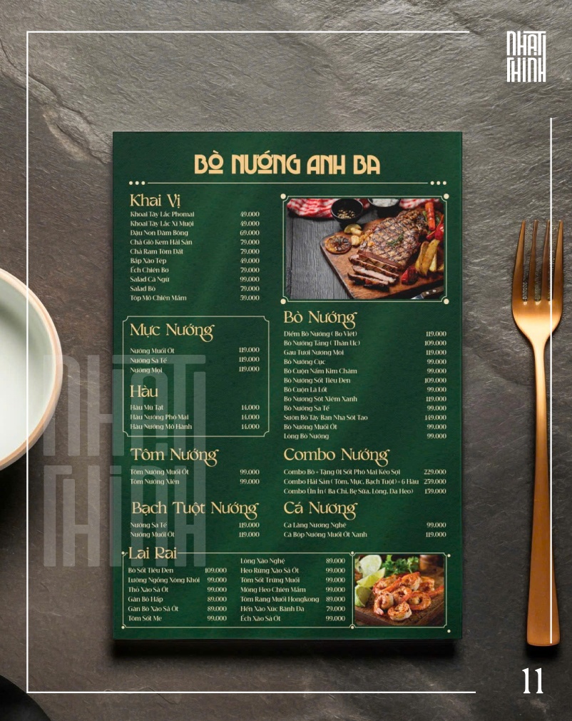 MENU NHÀ HÀNG 01