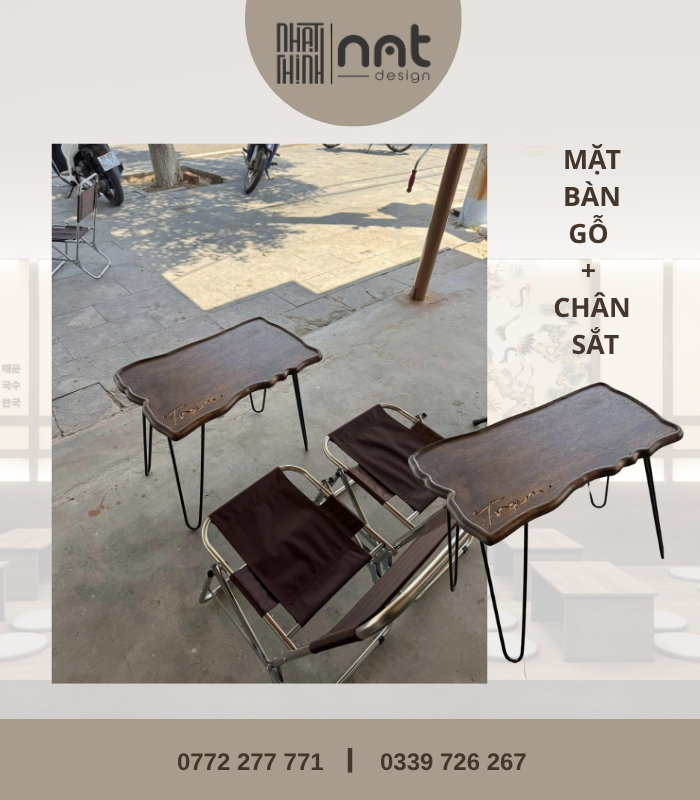 BÀN GỖ + CHÂN SẮC 02