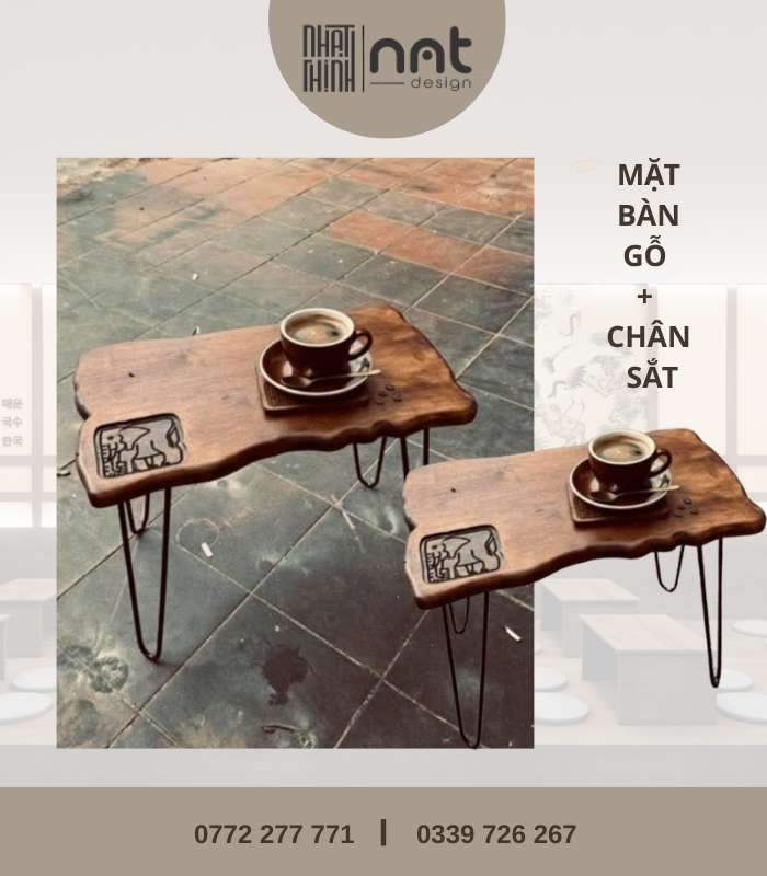 BÀN MẶT GỖ + CHÂN SẮT