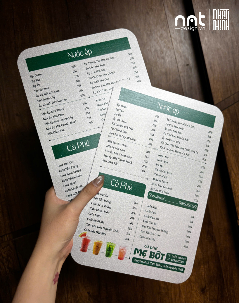 MENU CÀ PHÊ IN UV