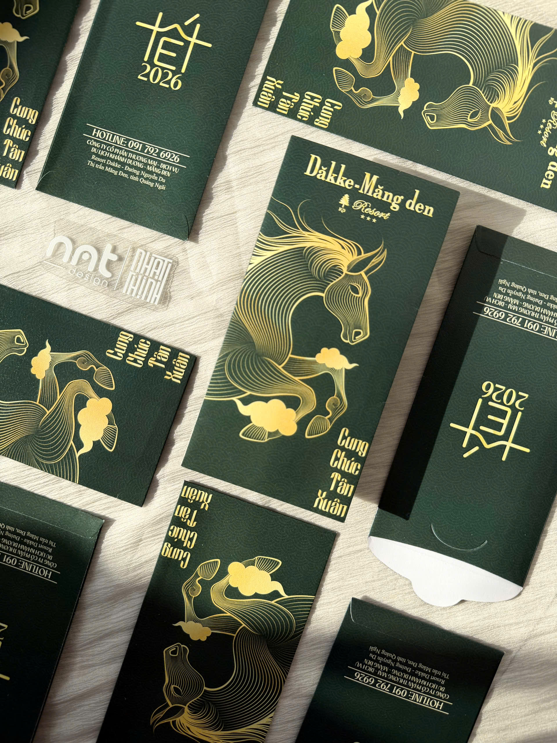 Bao Lì Xì Phủ Nền Cát Gân Xanh