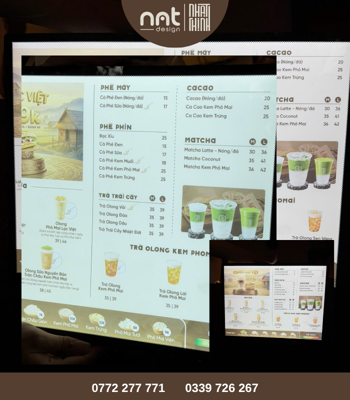 MENU ĐÈN LED CHO LẠC VIỆT COFFEE