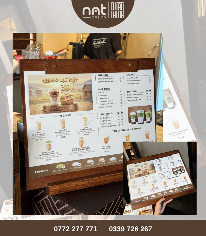 MENU KẸP GỖ CHO LẠC VIỆT COFFEE