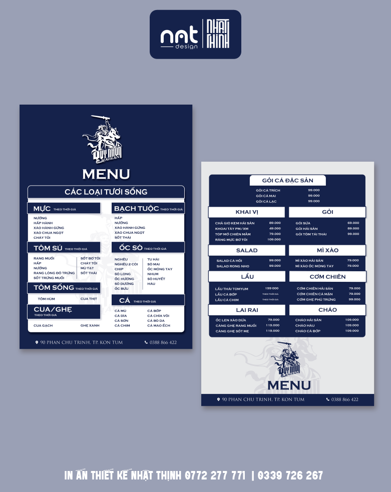 MENU NHÀ HÀNG 001