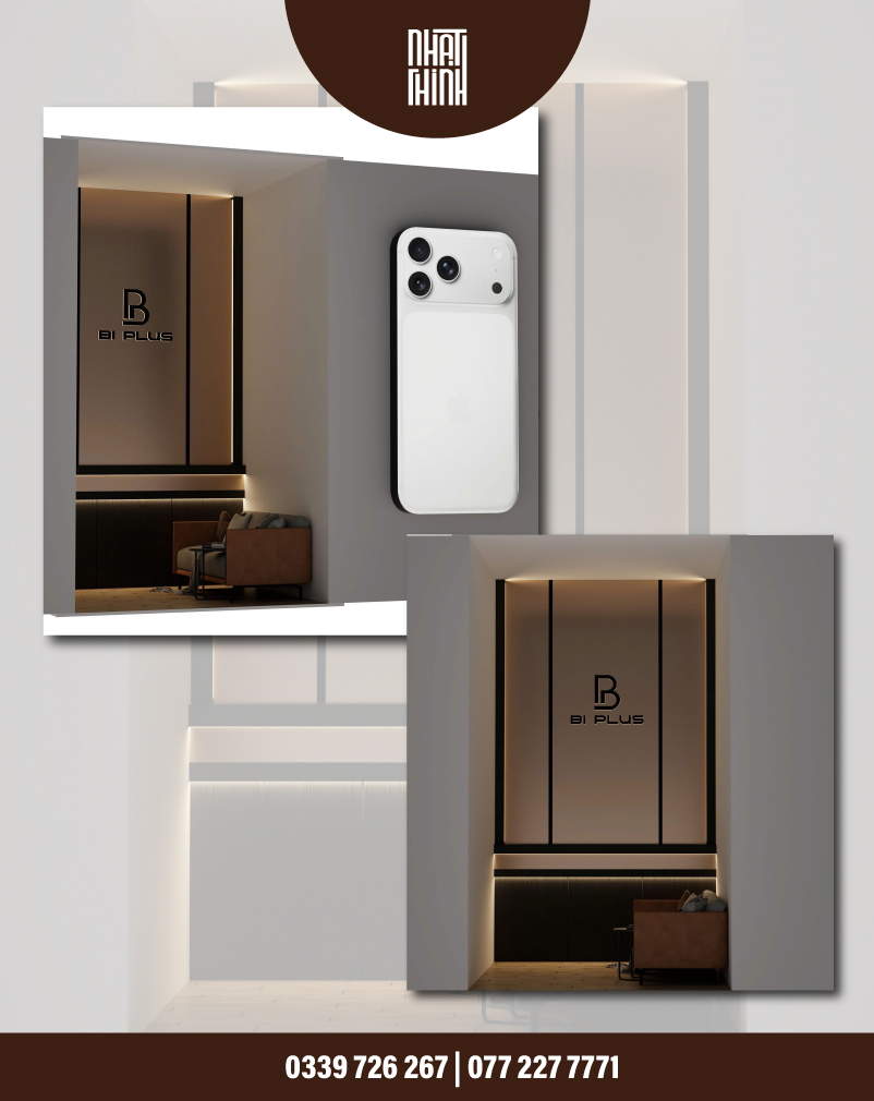 PHỐI CẢNH DỰNG PHÒNG KHÁCH CHO TIỆM ĐIỆN THOẠI BI PLUS
