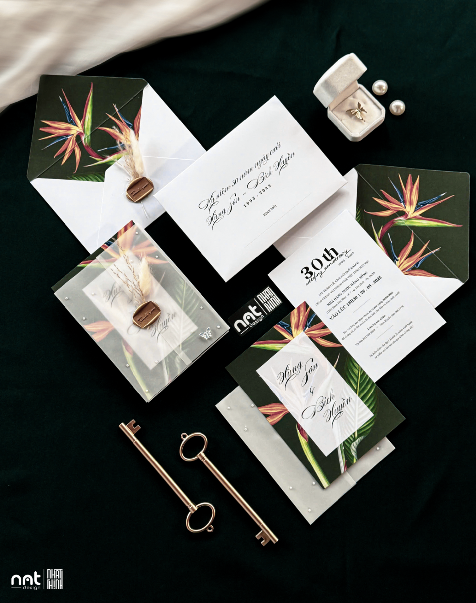 THIỆP KỶ NIỆM NGÀY CƯỚI STYLE HOA CHIM THIÊN ĐƯỜNG